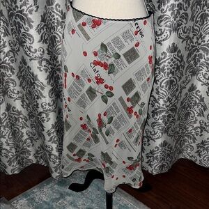 VTG Luna Chix Cherry Print Midi Slip On Skirt